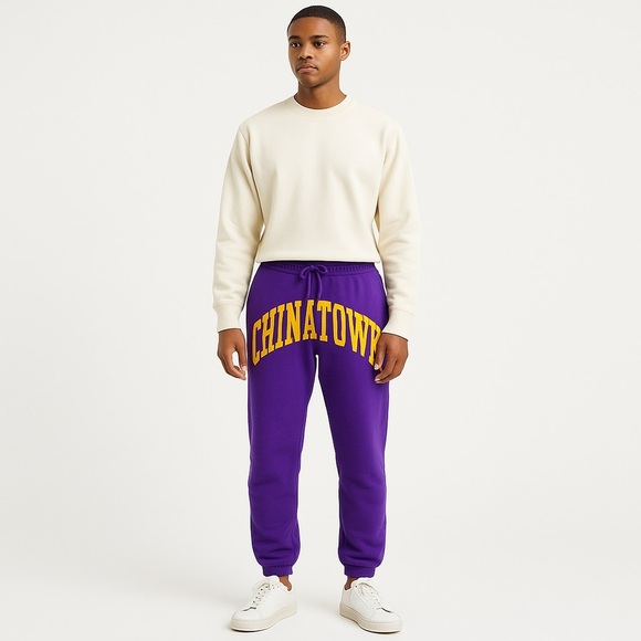 Chinatown Market Arc Logo Sweatpants Purple/Gold Fleece Streetwear Men’s M - Picture 2 of 14